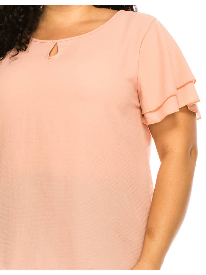 MOA COLLECTION - Wholesale Blouse - Women's - Women's Plus Size Short Sleeve Round Neck Blouse Top32