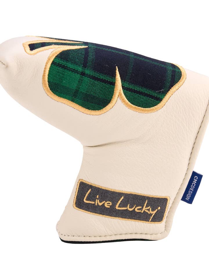 Live Lucky "Tartan" Leather Blade Putter Cover for wholesale by Black Clover