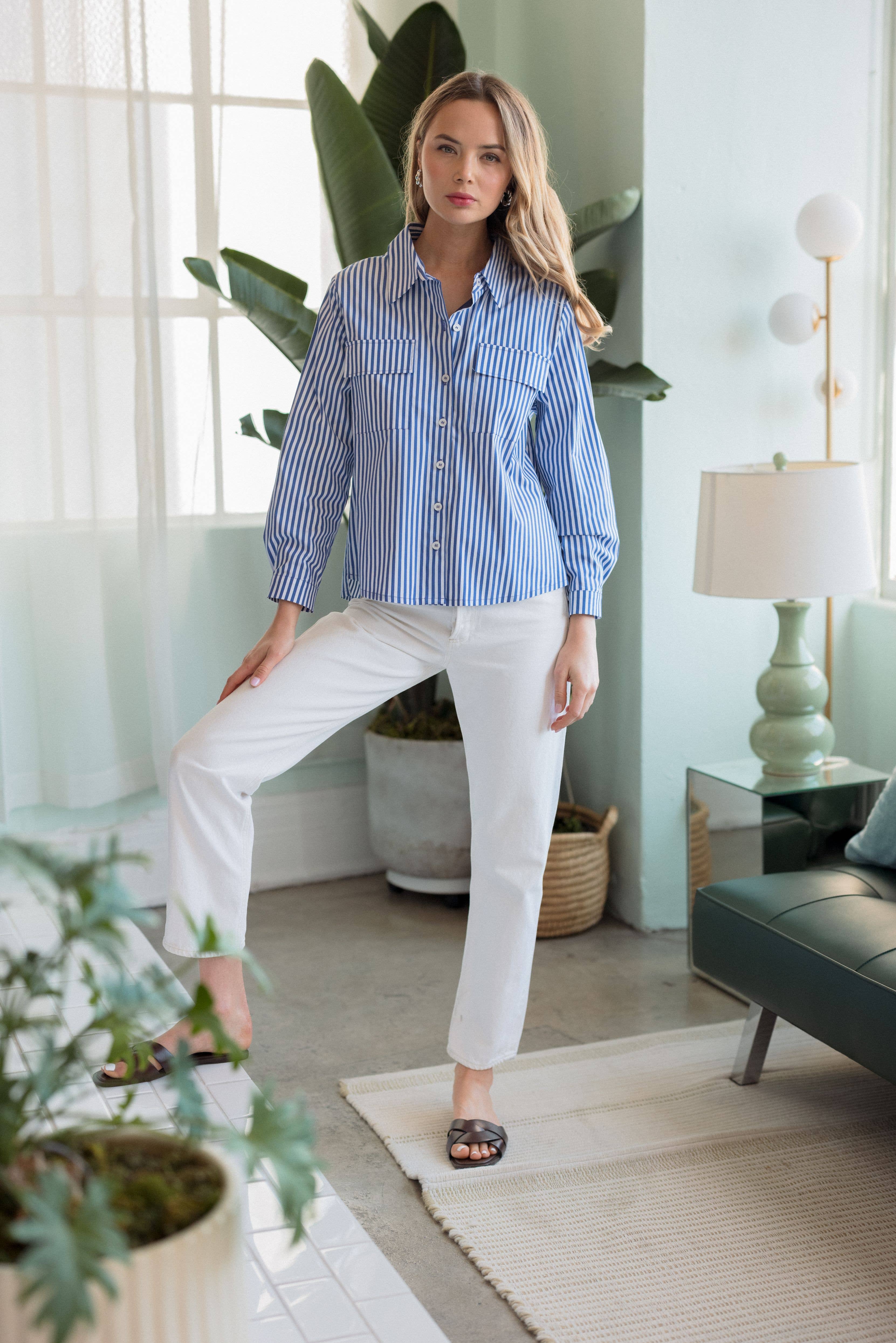 Joh Apparel - Wholesale Button Down Shirt - Women's - Jenn Shirt with Pleating Details4
