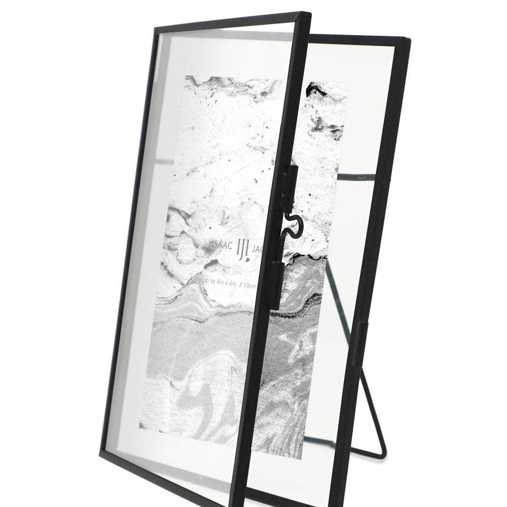 Black Isaac Jacobs Modern Style Metal Floating Desk Photo Frame for wholesale on Faire24