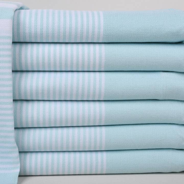 Gepersonaliseerde Strandhanddoek, Aangepaste Mint Gestreepte Handdoek voor wholesale door Organic Turkish Towels