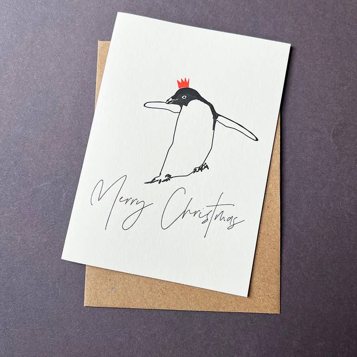 Penguin Ink - Vente Cartes de Noël - Carte de Noël avec pingouin en letterpress | Carte de Noël