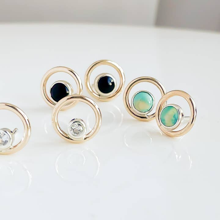 Sun & Selene - Wholesale Knopjes/oorstekers - LUNA STUDS - ZWARTE ONYX5