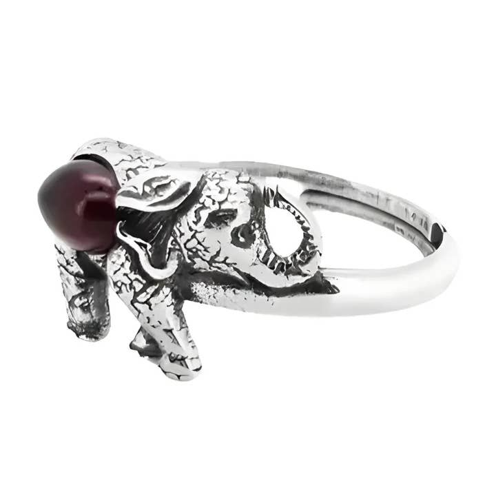 Elephant Cherry Amber Silver Justerbar Ring för wholesale av Amberman