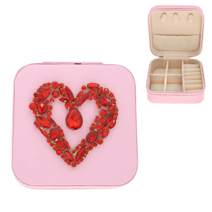 SP Sophia Collection - Wholesale Jewelry Box/Organizer - Heart Jeweled Jewelry Box 9