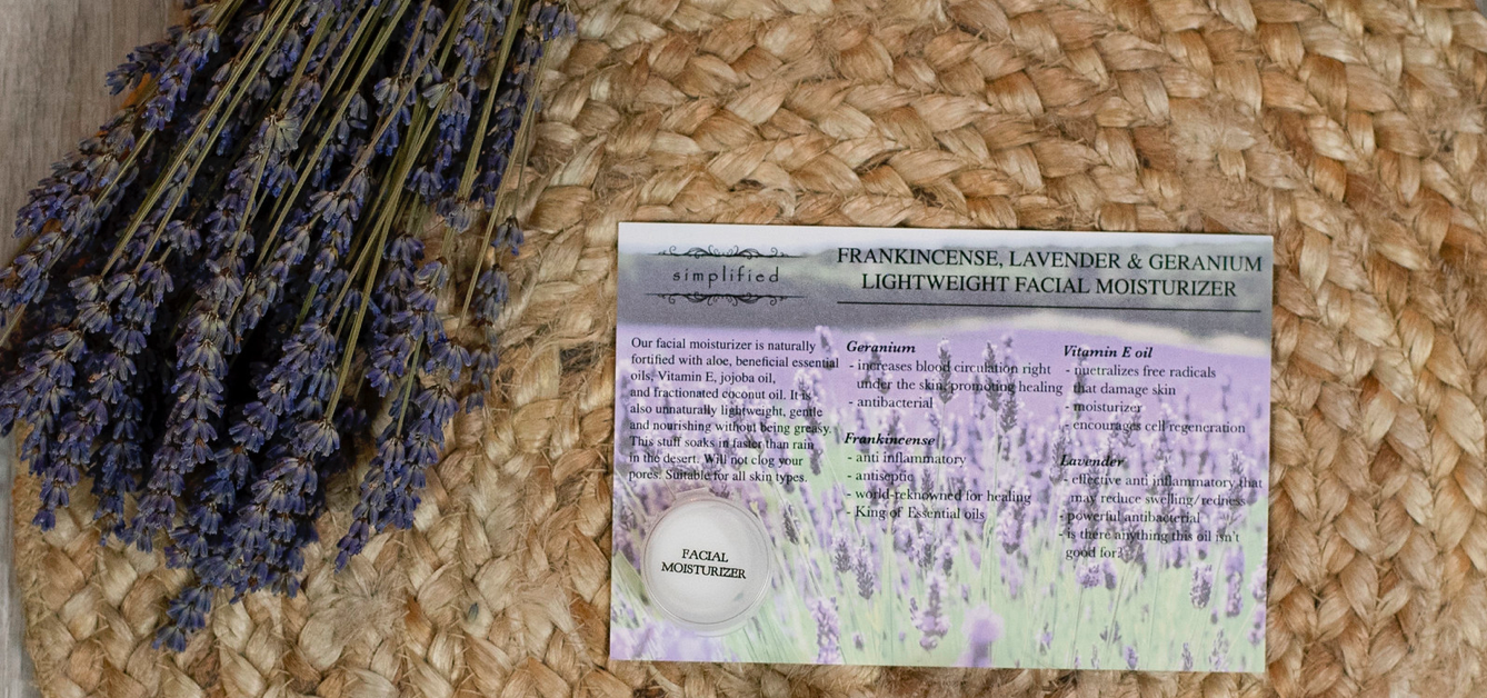 Simplified Soap - Wholesale Facial Moisturizer - Facial Moisturizer Sample Cards (12 Pack)1