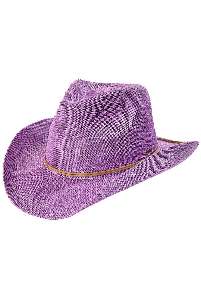 Hana - Vente Chapeau de cowboy – femme - Chapeau de cowboy à paillettes C.C5