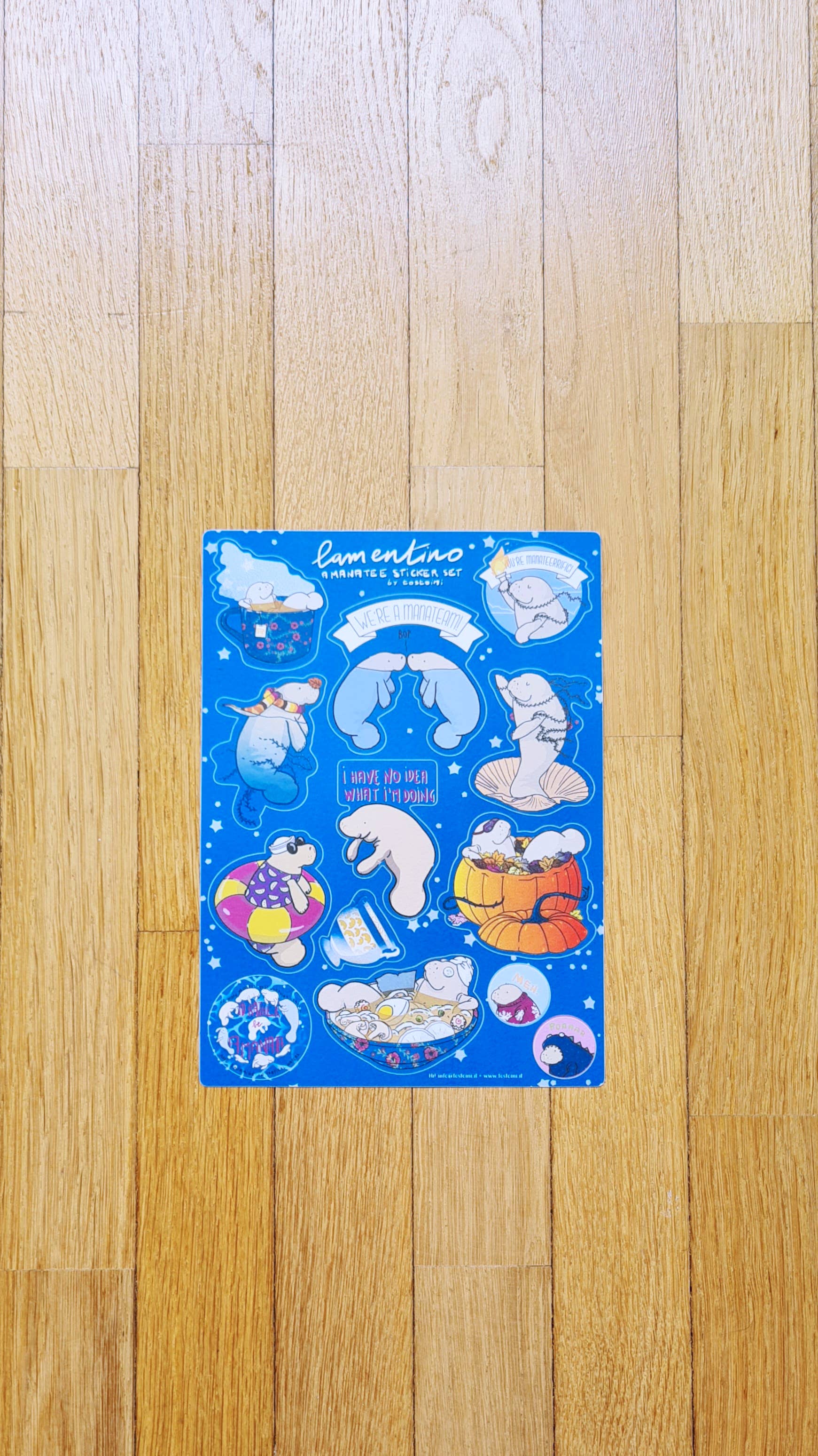 Tostoini - Wholesale Sticker - Manatee Sticker Set A5 sheet 100% cotton3