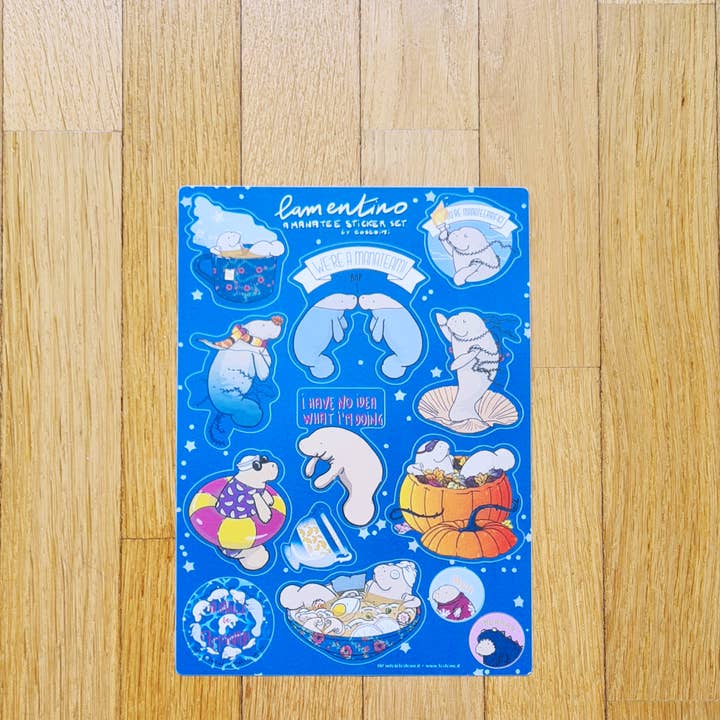 Tostoini - Wholesale Sticker - Manatee Sticker Set A5 sheet 100% cotton3