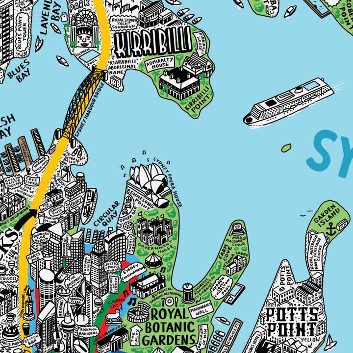 Evermade - Wholesale Art print - Hand Drawn Map of Sydney Art Print8