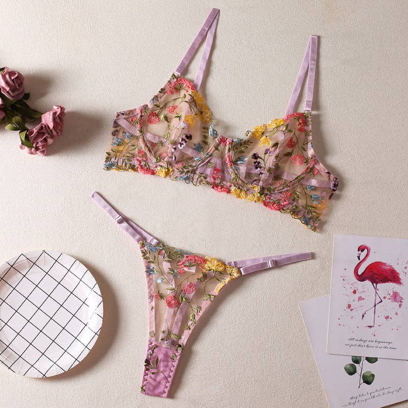Sweetkama – wholesale Lingerie Set – women's – Sexy Ladies Floral Embroidery Lingerie Set R0031A1