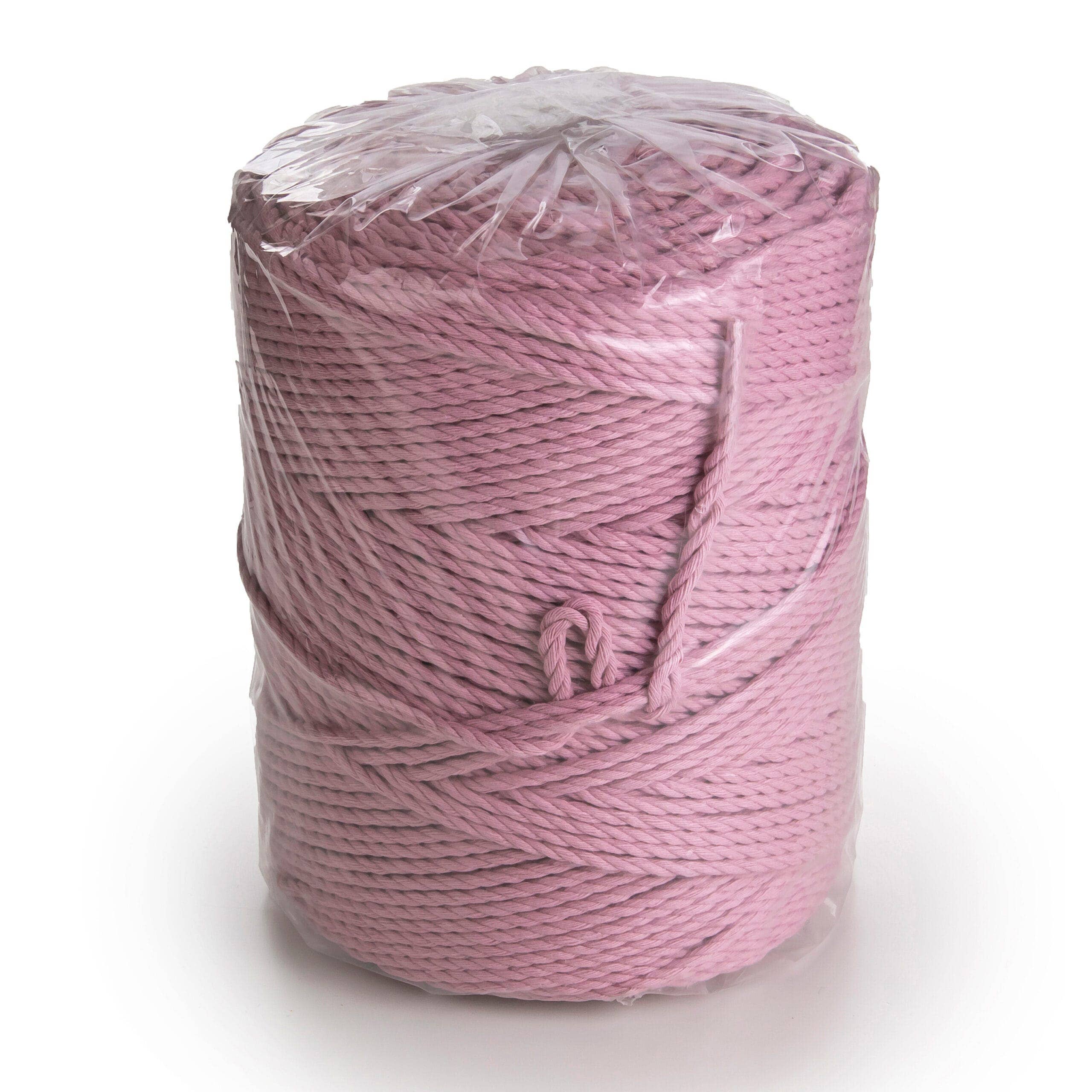 MB Cordas – Großhandel Garn – 3 mm 3-adrige gedrehte Makramee-Baumwollkordel 1 kg, DUTY PINK, 260–300 m, 3-lagige Bastelschnur5