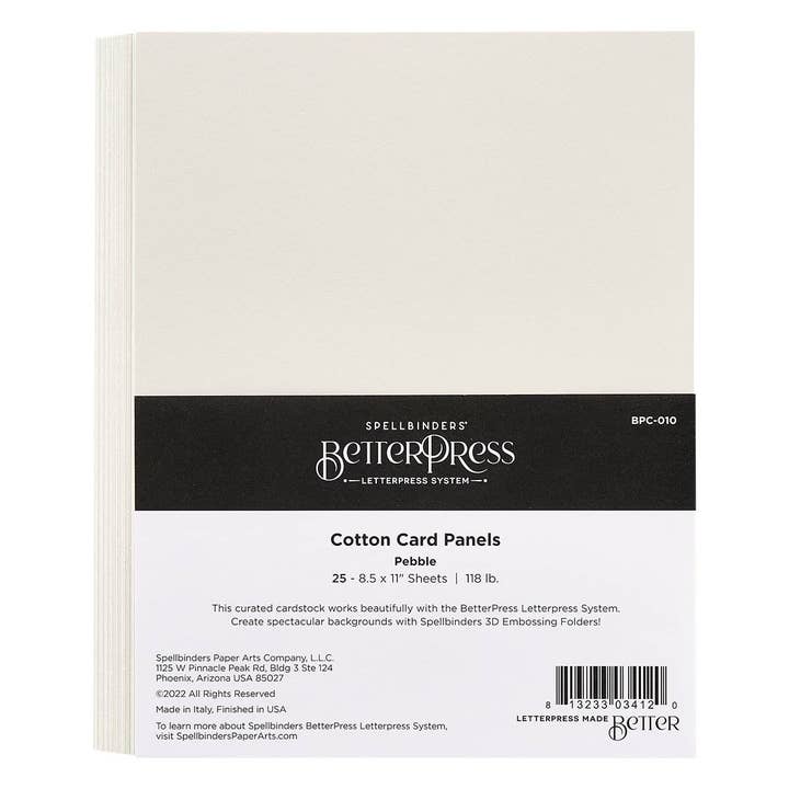 Pebble BetterPress Cotton 8-1/2 x 11" Sheets - 25 Pack for wholesale by Hero Arts + Spellbinders Wholesale