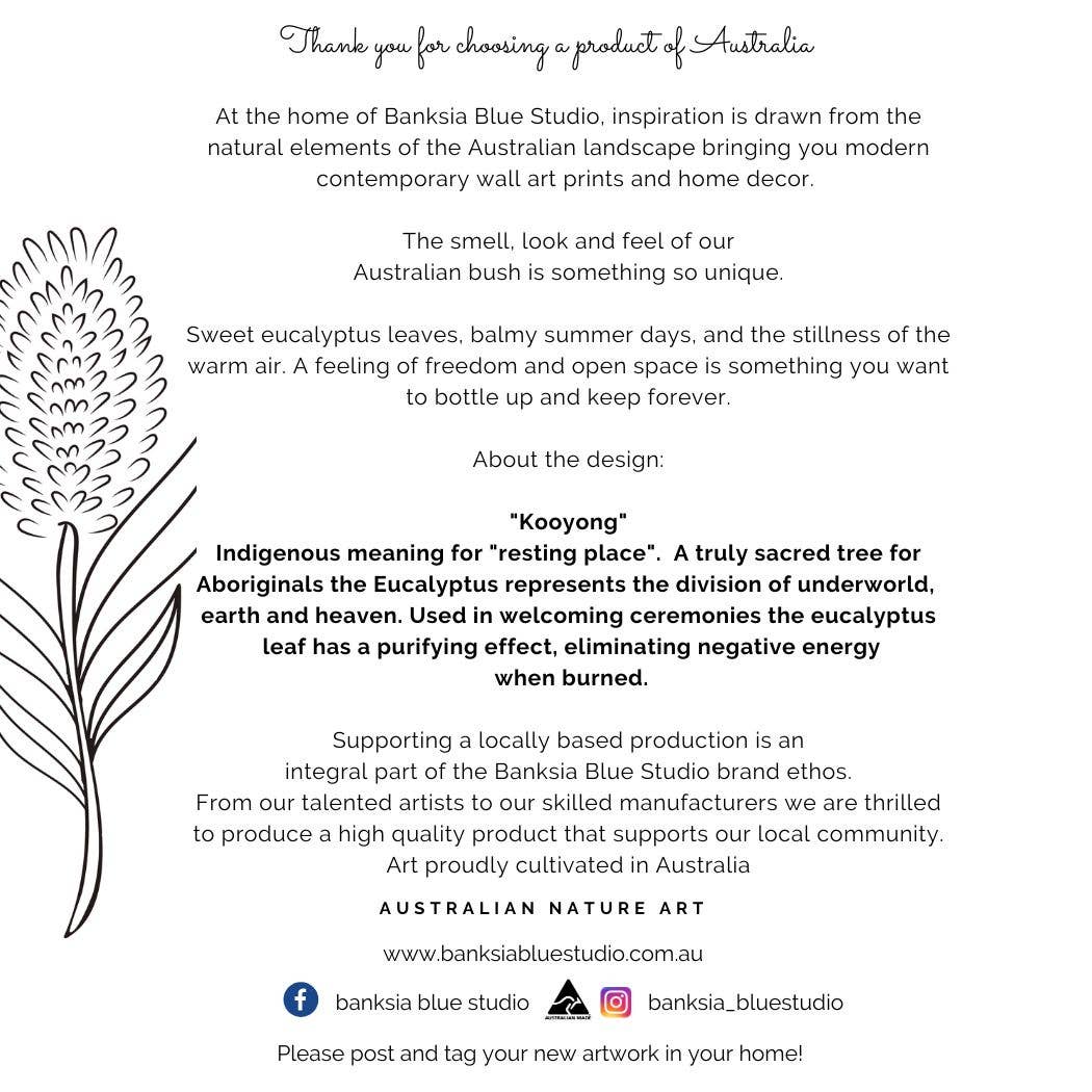 Banksia Blue Studio – Großhandel Kunstdruck – „Kooyong“ |Australischer Eukalyptus-Druck - Portrait1