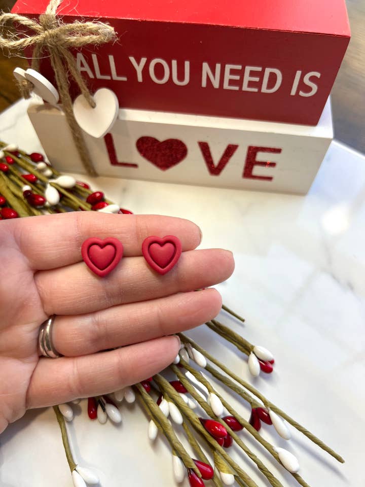 Embossed Heart Stud for wholesale by K&W Simply Made