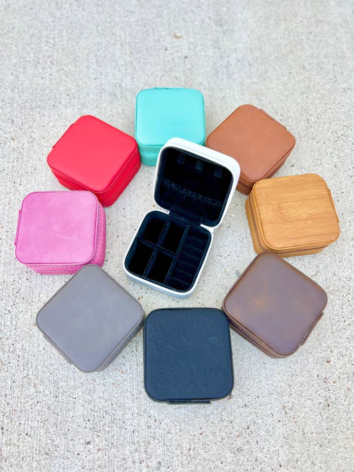 Laserable Leatherette Travel Jewelry Box for wholesale by KW Custom Creations