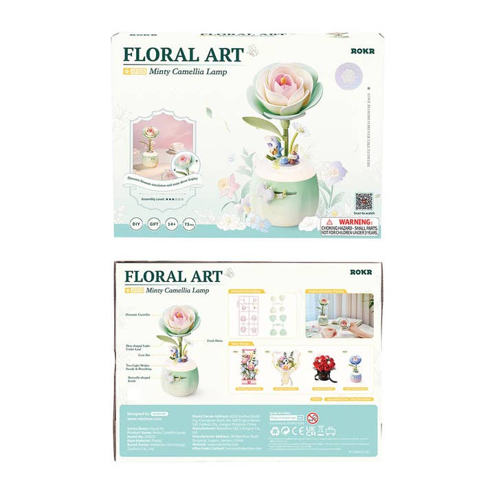Robotime - Wholesale DIY Craft Kit - AF02S ROKR Minty Camellia Lamp DIY 3D Flower Night Light6
