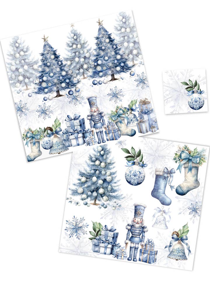 SET DE 12 SETS DE TABLE EN PAPIER BLEU DE NOËL pour la vente par C SQUARED DESIGN