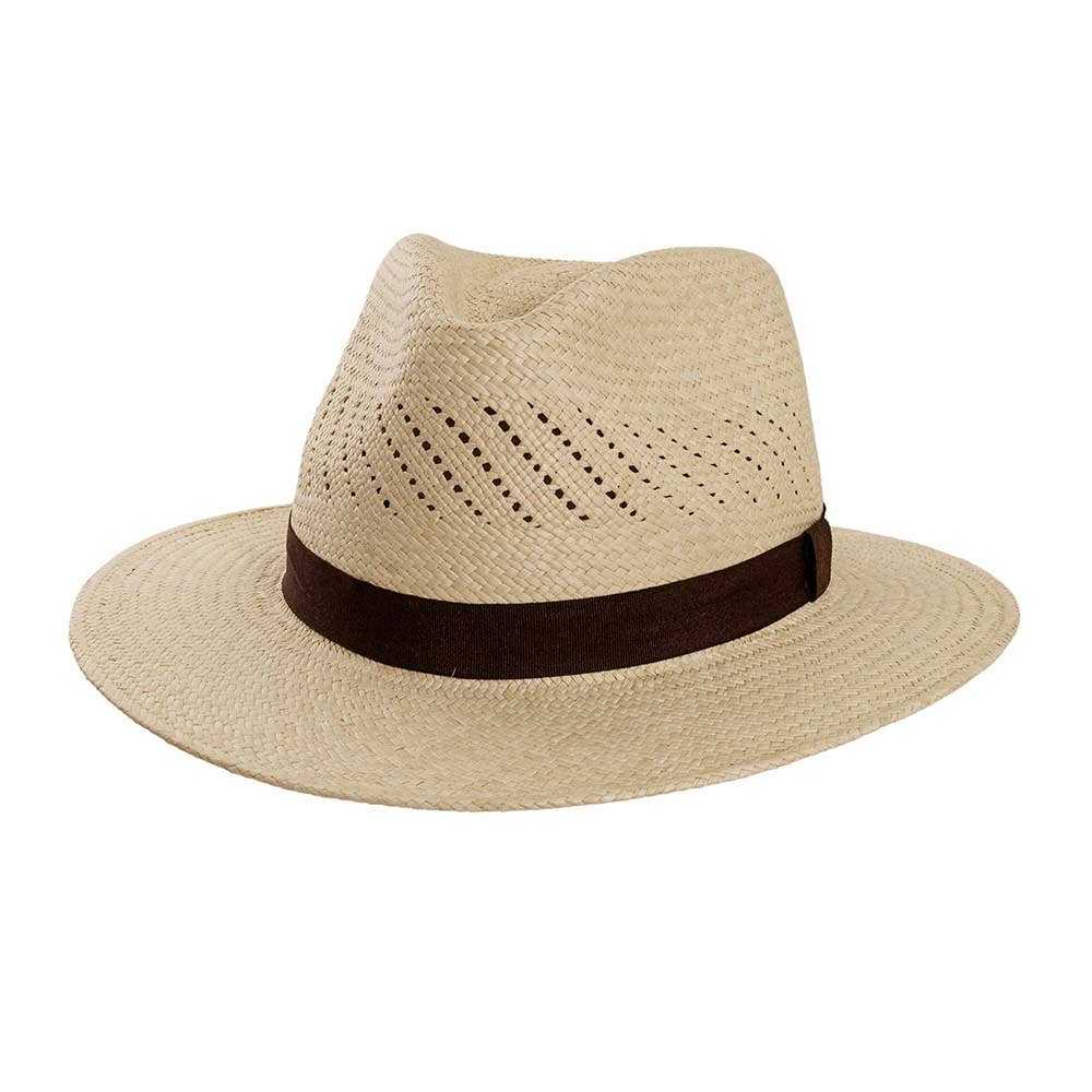 Natural Genuine Vented Panama Straw Fedora Hat - Style Tulum for wholesale on Faire2