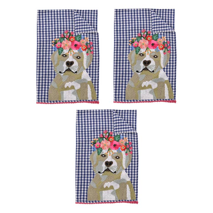 3ABTT1194_BL Set de 3 serviettes bleues pour chiens 19x27" pour la vente par Karma Living
