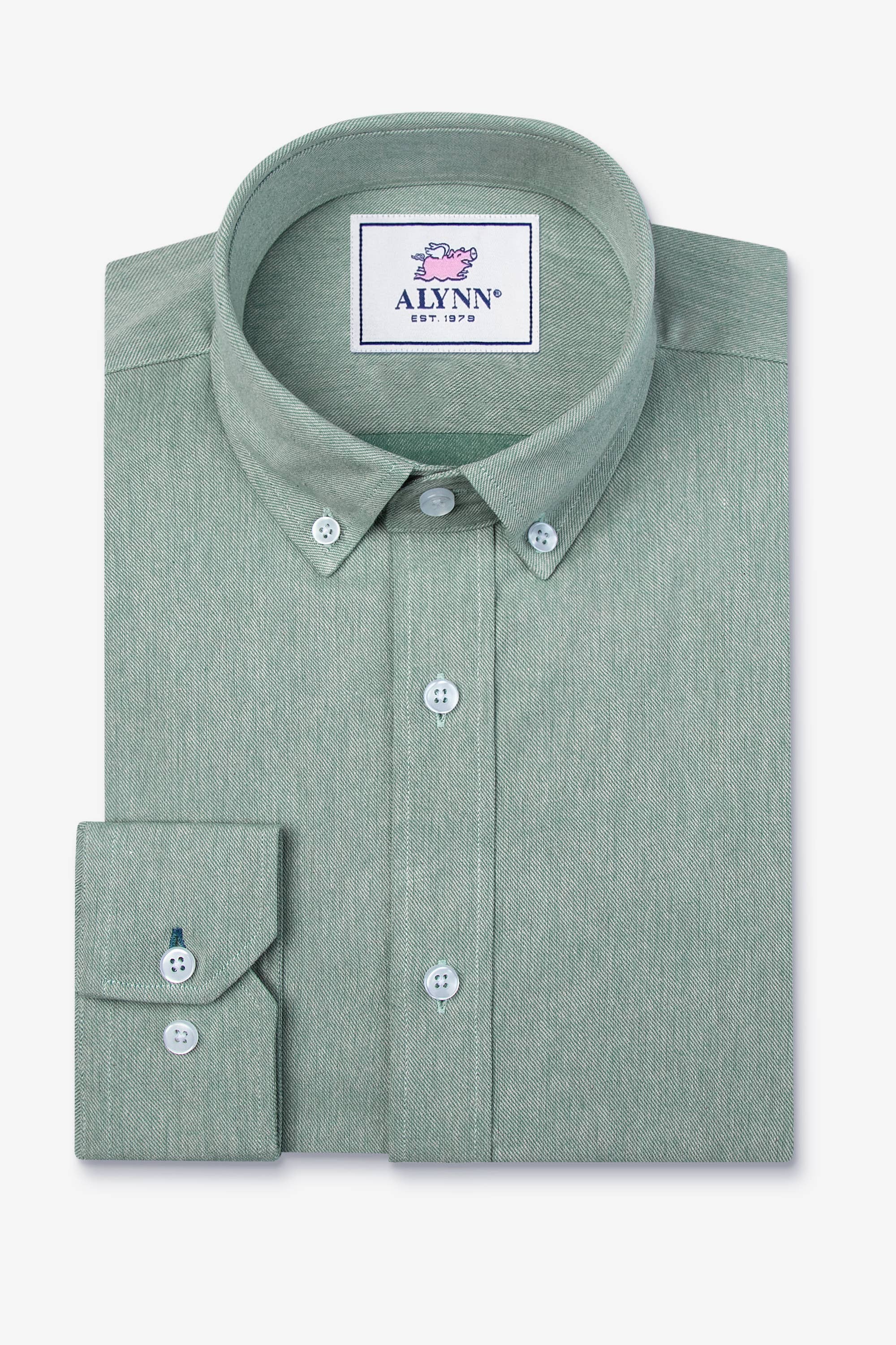 Alynn - Wholesale Button Down Shirt - Men's - Caden Casual Untuckable Casual Fit Dress Shirt Green - Alynn1