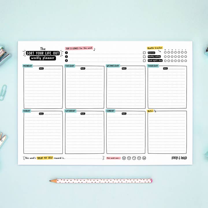 Sort Your Life Out Weekly Planner Notepad for wholesale by Inky in the Wild