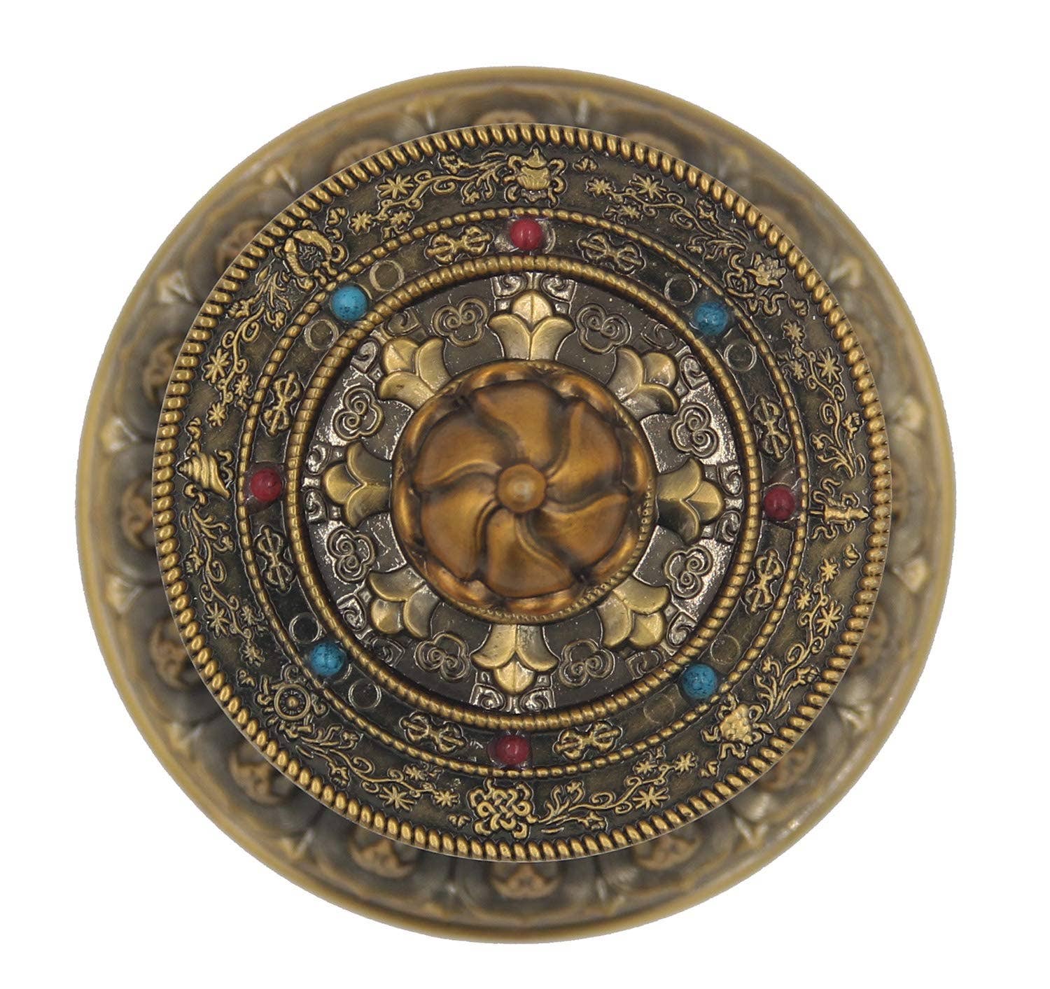 Lungta Imports – wholesale Coffee mug – Prayer Wheel Premium Quality Solid Brass Heavy Duty Table Top (Medium)3