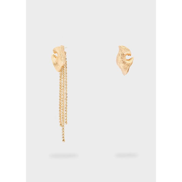 NALI' - Wholesale Dangle Earrings - IRREGULAR EARRINGS WITH GOLD/CLEAR STONES - N644