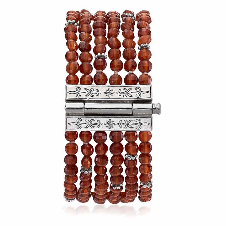 Multi-Strand Hessonite Garnet Bracelet for wholesale by Anatoli Jewelry