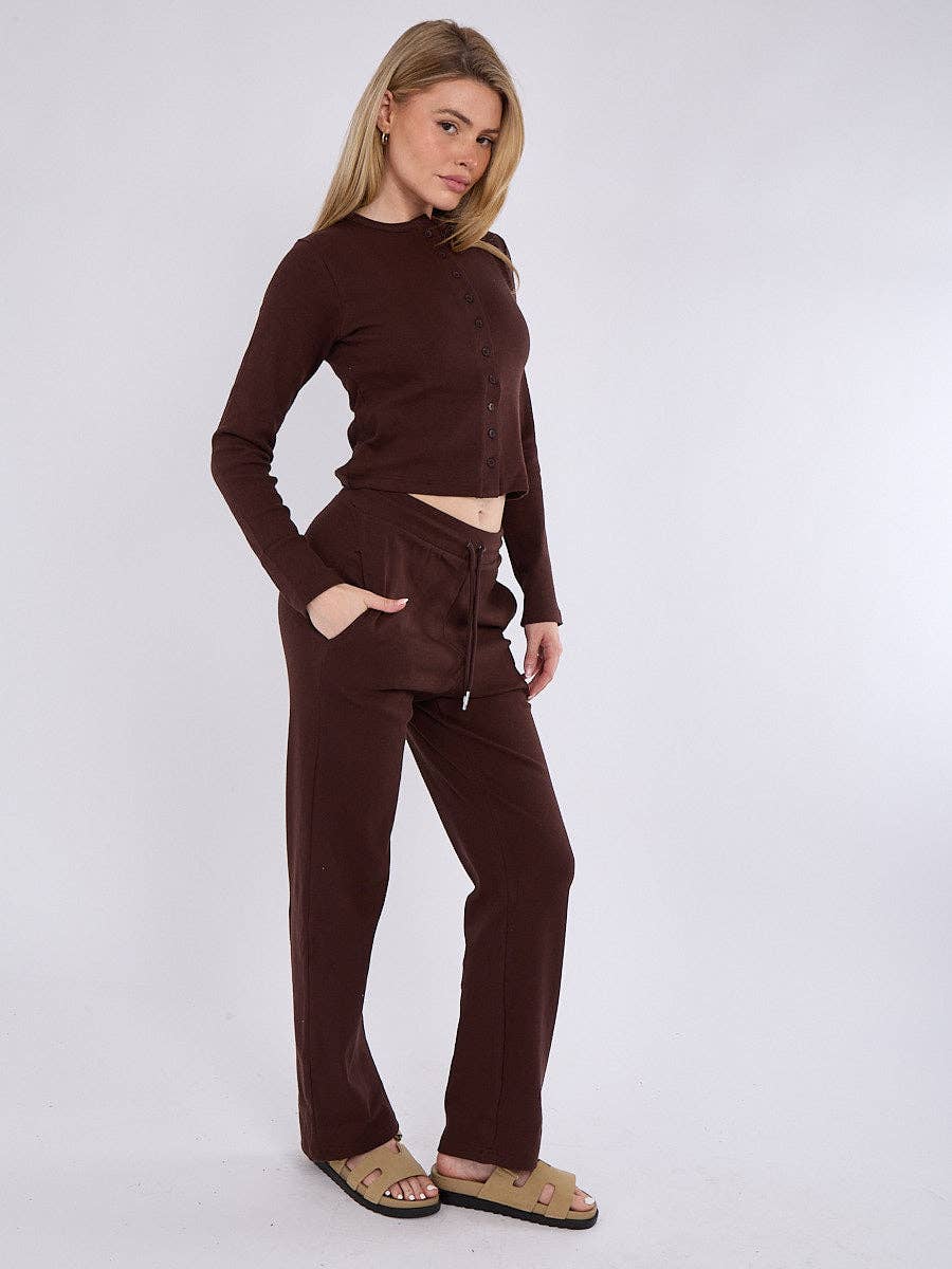 AX Labels - Wholesale Top & Pant Set (NOT Loungewear) - Women's - Ribbed Front Button Detail Top & Wide Leg Trouser Co-ord60
