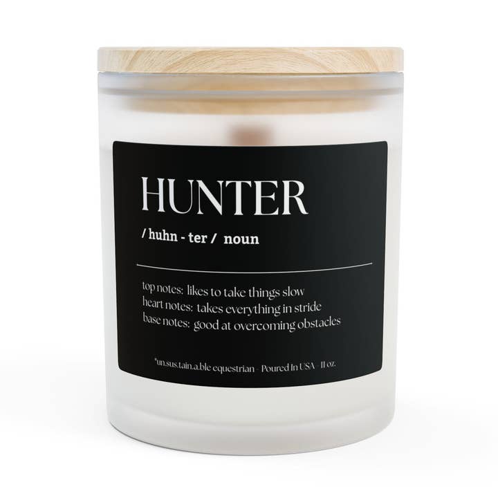 Frosted Glass Candle, 11oz - Hunter for wholesale by un.sus.tain.a.ble equestrian