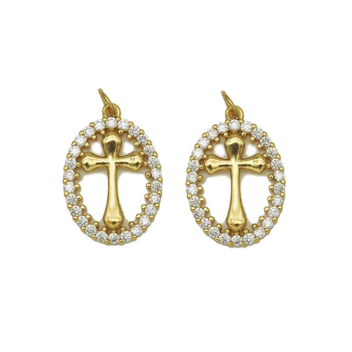 BestBeads&Beyond - Wholesale Individual Charm/Pendant - CZ Cross Charm, Sku#JL89