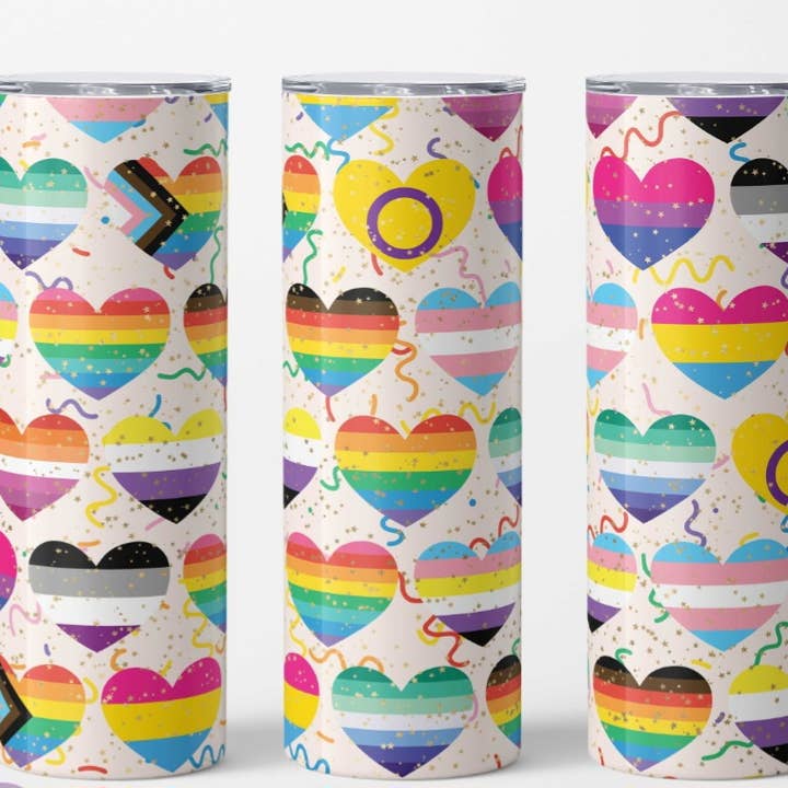 LGBT/Pride Flag Love 20oz Stainless Steel Tumbler for wholesale by Knotted Gypsy Designs
