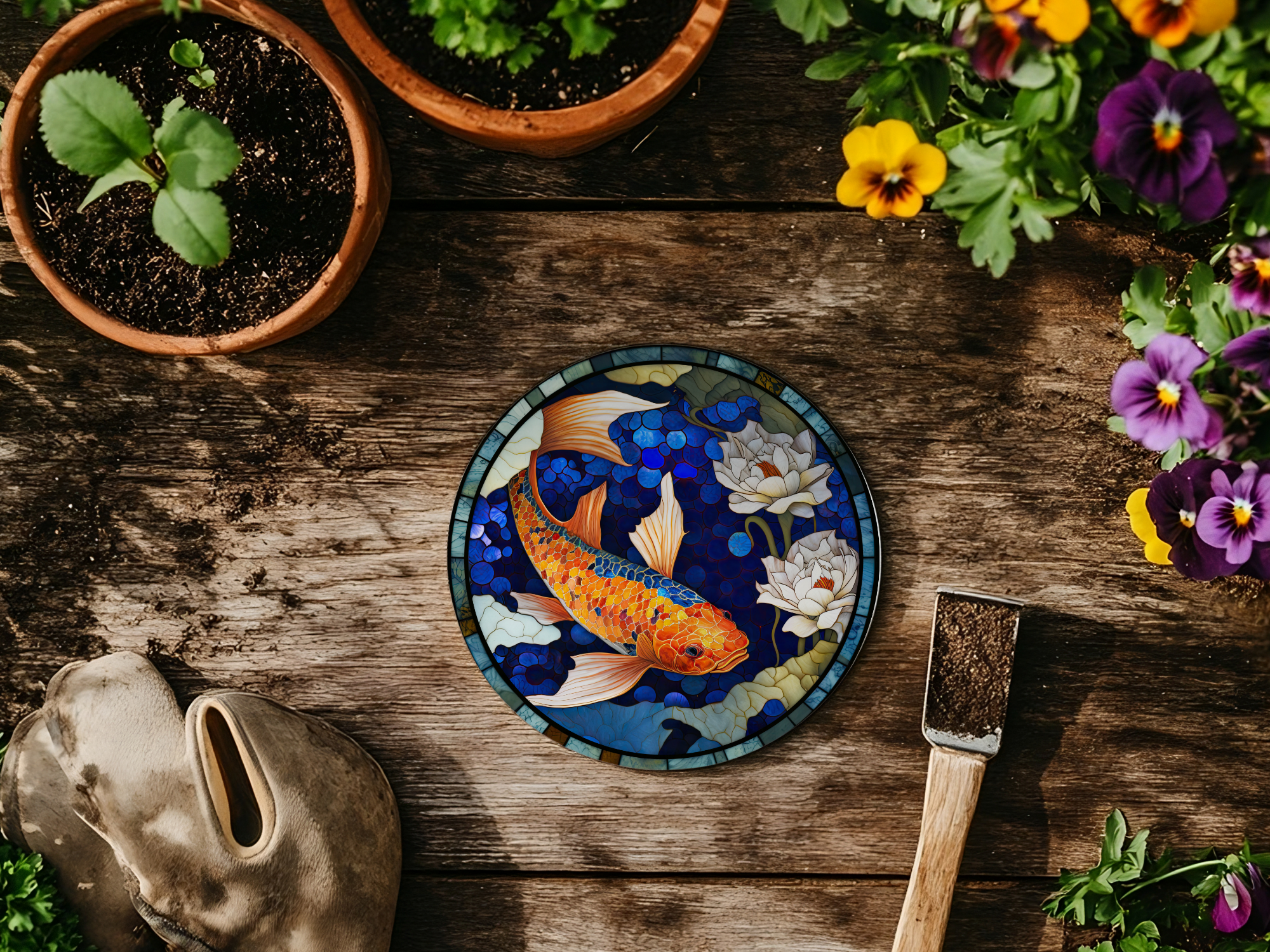 Fernville Creations - Wholesale Coasters - Stained Glass Koi & Goldfish Ceramic Coasters for Home Decor8