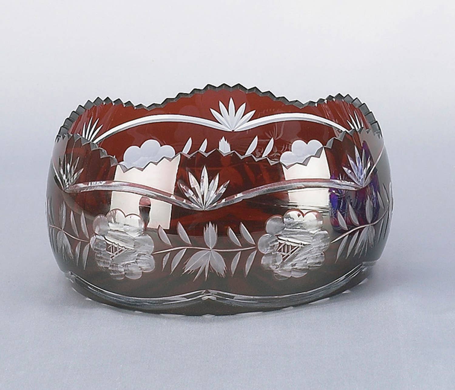 AA Importing - Wholesale Decorative Plate/Dish/Bowl - Cut to Clear Glass Bowl, in Blue or Red2