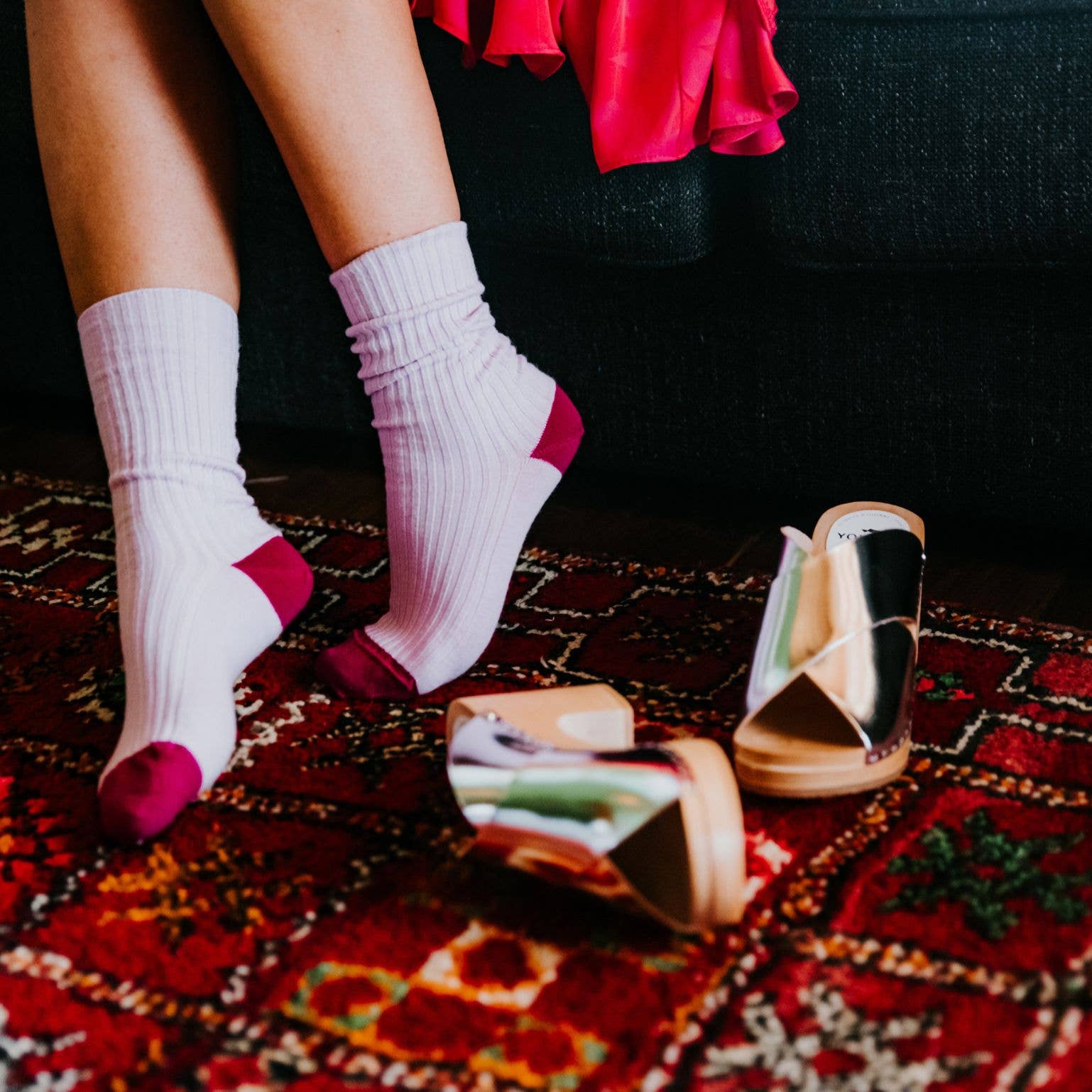 Maison Causettes - Vente Chaussettes – femme - Chaussettes femme coton bio - Marcelle bi-goût Violette1