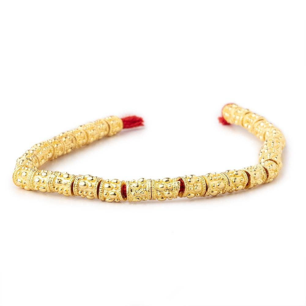 Beads of Cambay - Wholesale Beads - 6x5mm 22kt Gold Plated Copper Rain Drop Tube Beads 8 inch 33 pieces1
