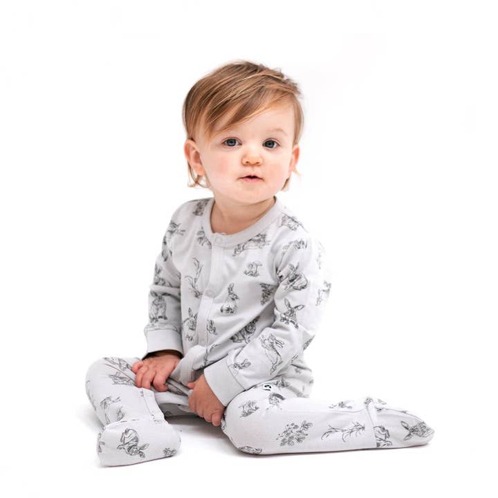 Essentials Sleep suit - Grey Burrowers for wholesale by Burrow & Be Australia