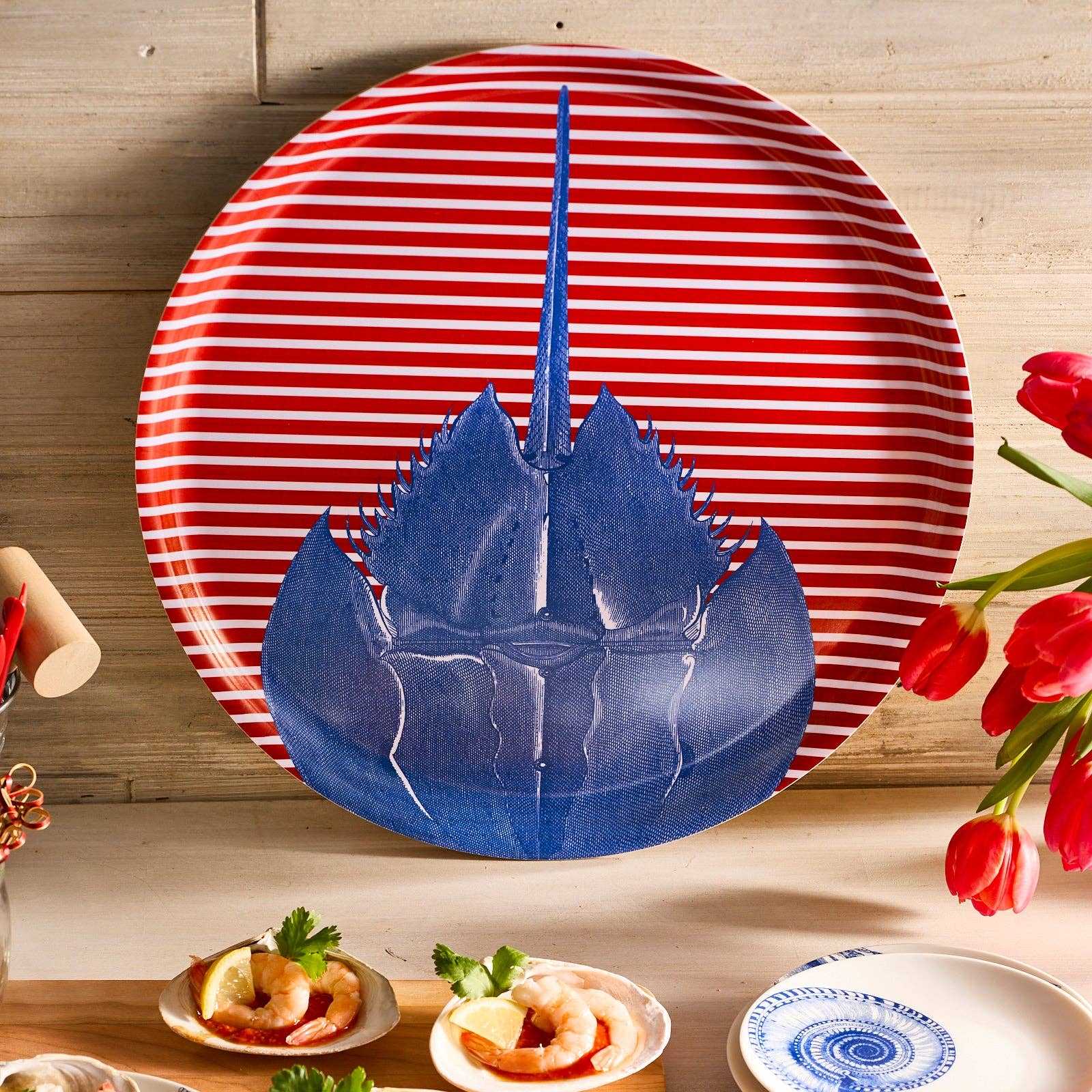 Caskata - Wholesale Decorative Tray - Horseshoe Crab Large Round Birchwood Tray5