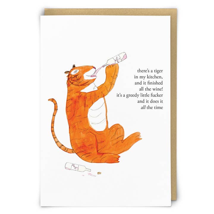 Redback Cards - ALL duties and tariffs paid - Wholesale Everyday Greeting Card - Kitchen Tiger Greeting Card