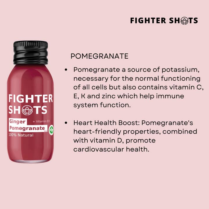 Fighter Shots - Wholesale Wellness Juice/Tonic - Fighter Shots Ginger + Pomegranate Shot (12x60ml)14