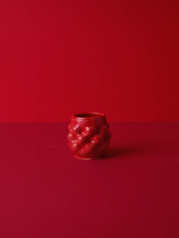 Ripple Mini – Red 3D-Printed Clay Cup for wholesale by the loom lab