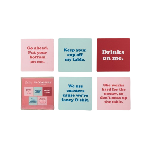 Multi color Retro Humor Coasters S/10 for wholesale on Faire0