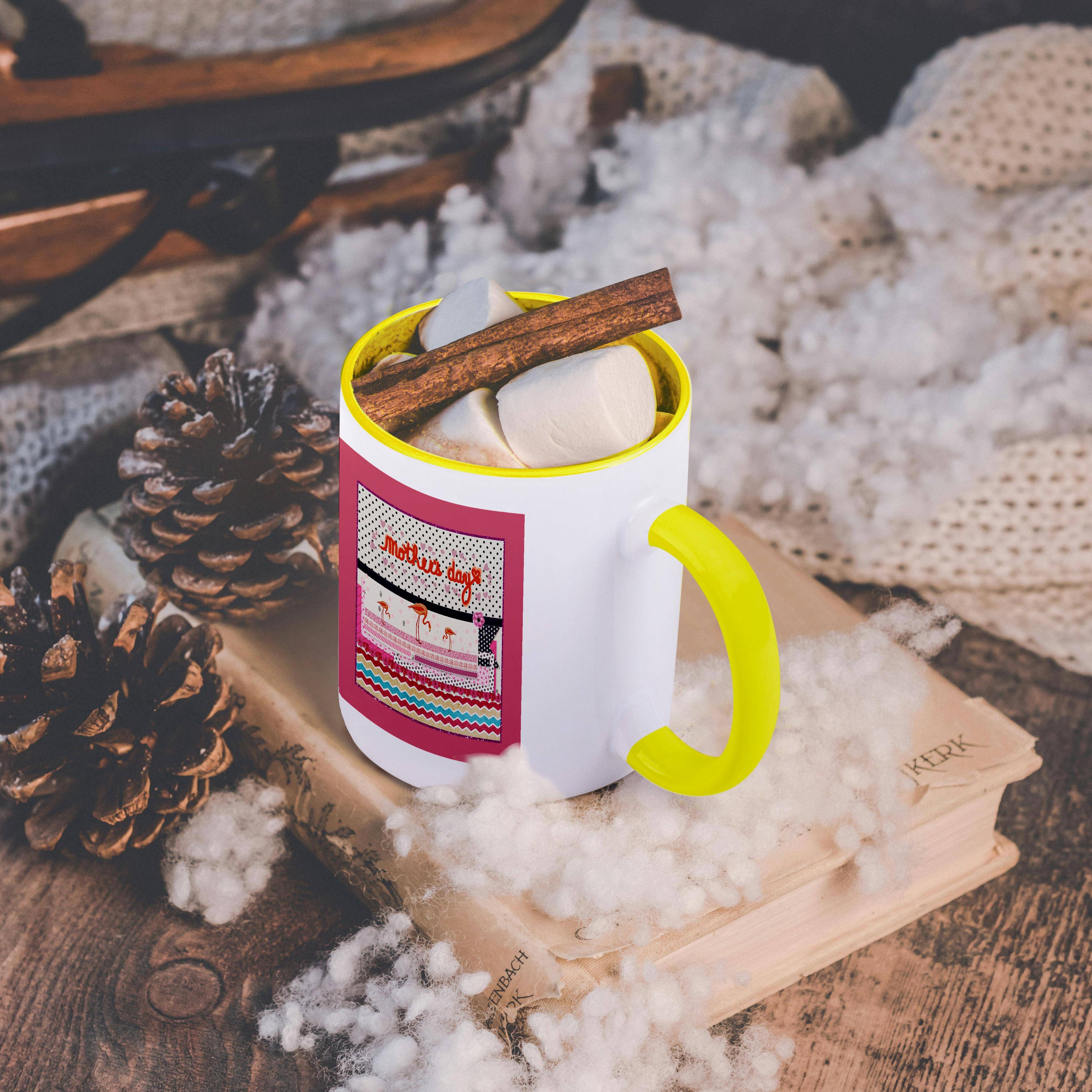 3dRose – wholesale Coffee mug – 3dRose, Flamingo Family, Trims, Ribbons, Dots, Hearts Collage, Mothers Day, Mug5