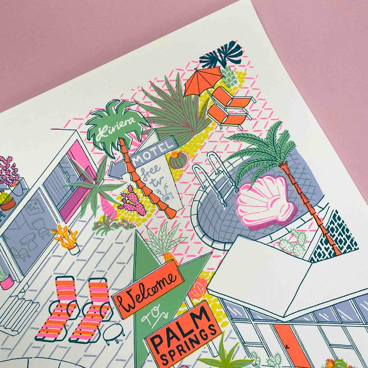 Jacqueline Colley - Venta al por mayor Ilustración - Serigrafía A2 Palm Springs Sill