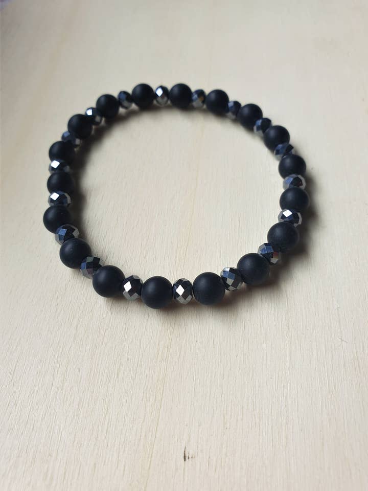 Pulseira de pedra de cura de ônix/silício por atacado de Lapiseum