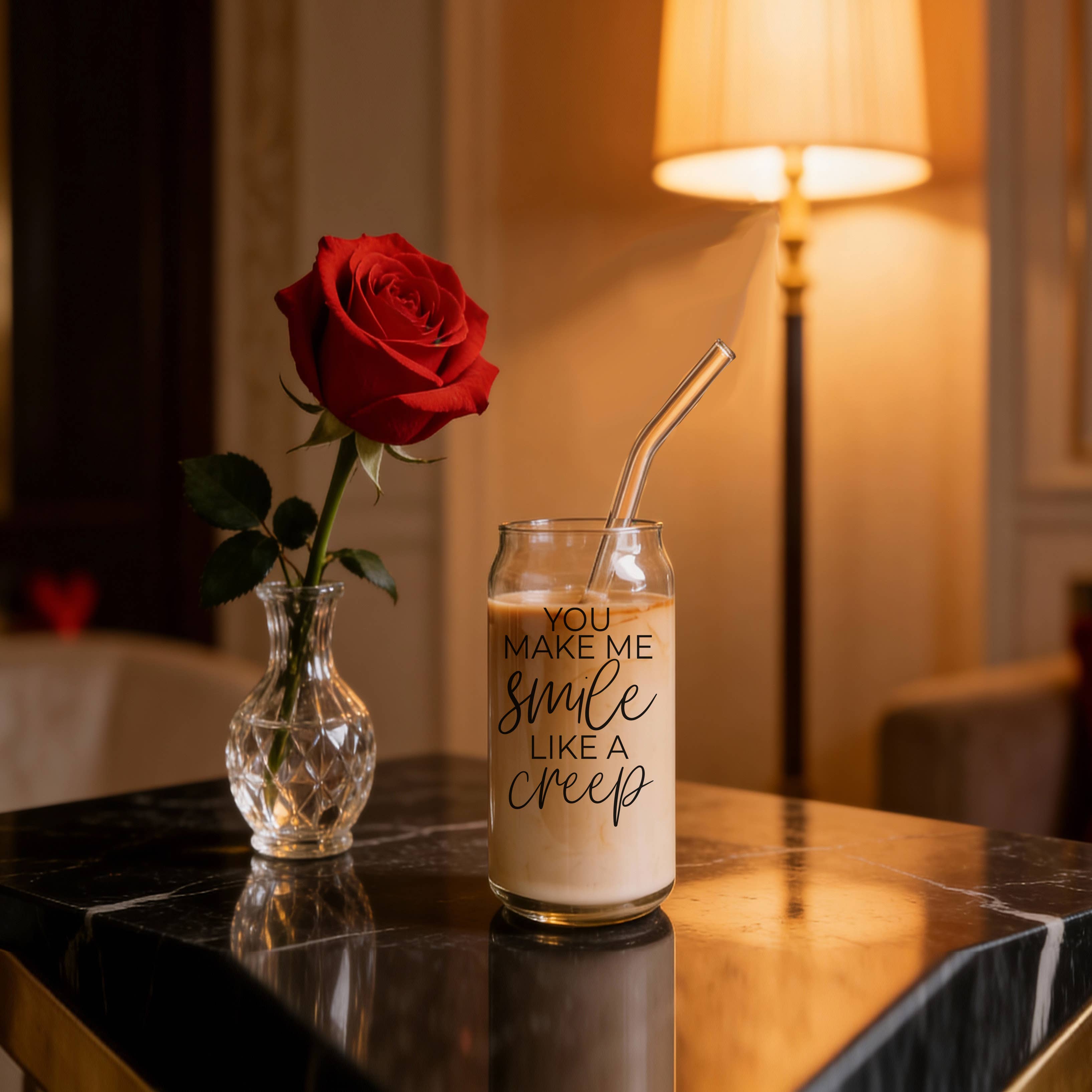 Gia Roma - Wholesale Coffee Mug - Valentines Glass Tumblers Heart Smiley, Galentines Gift Idea43