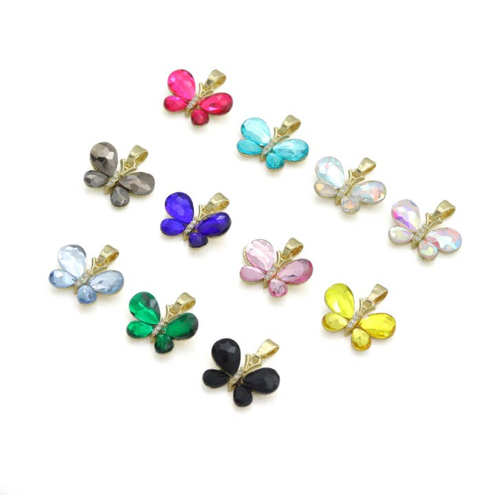 BestBeads&Beyond - Wholesale Individual Charm/Pendant - AB Crystal Butterfly charm For Necklace Bracelet Jewelry Making Supply, Sku#FH2511