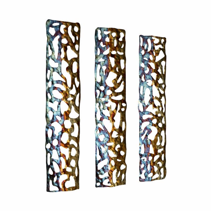 Geometric Hammered Array 316 ss Raku style for wholesale by Copper Art