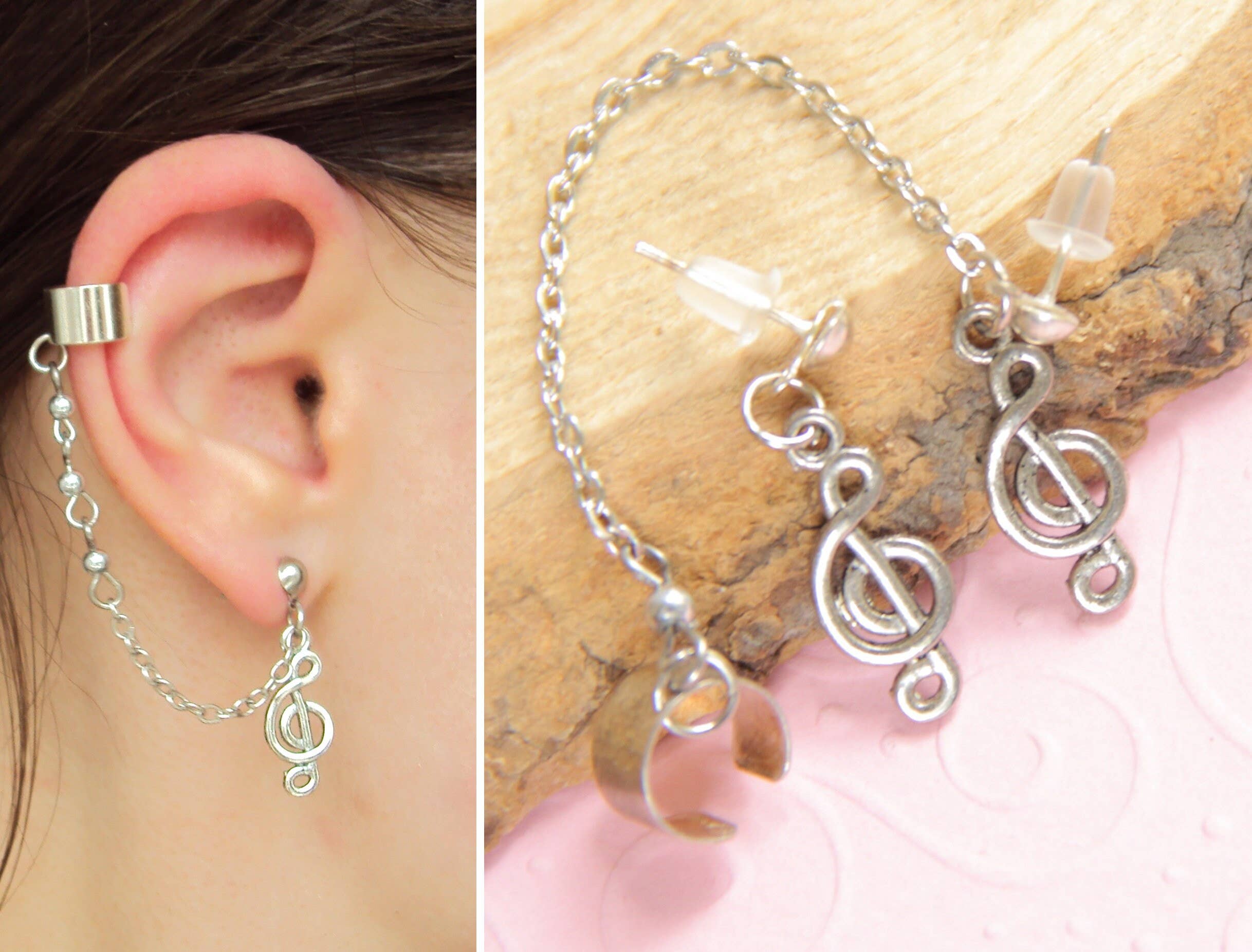 SomeBijoux4You - Vendita all'ingrosso Orecchini ear cuff/ear wrap - Orecchini a forma di chiave di violino, a forma di chiave di violino, senza perforazione della cartilagine8